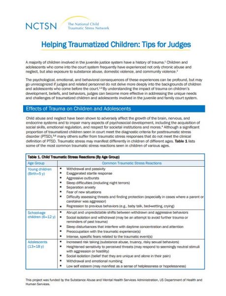 Helping Traumatized Children: Tips for Judges