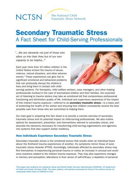 Secondary Traumatic Stress A Fact Sheet for Child-Serving Professionals