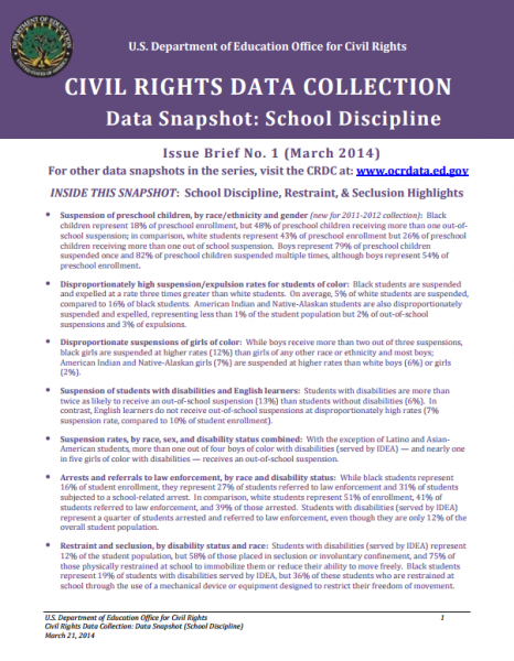 Civil Rights Data Collection - Data Snapshot: School Discipline